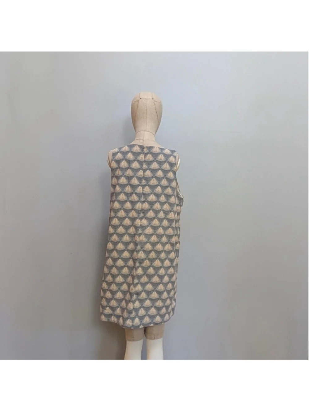 En Saison Linen Blend Geometric Fan Shift Mini Dress - Large